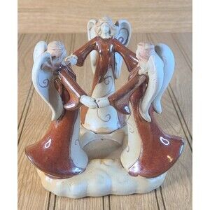 Circle of Angels Ceramic Pottery Tealight Votive Candle Holder